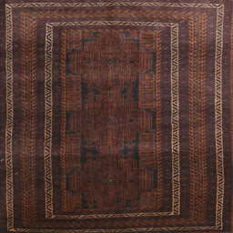 Square Contemporary Reddish Brown Modern Rug, con1507