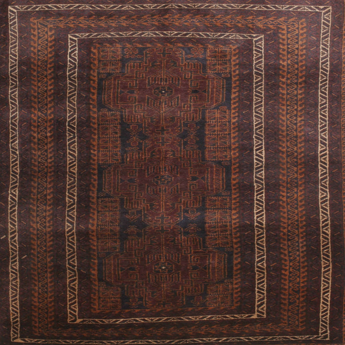 Square Contemporary Reddish Brown Modern Rug, con1507