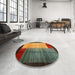 Round Machine Washable Contemporary Caramel Brown Rug in a Office, wshcon1508