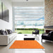 Square Machine Washable Contemporary Orange Red Rug in a Living Room, wshcon150