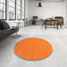 Round Machine Washable Contemporary Orange Red Rug in a Office, wshcon150