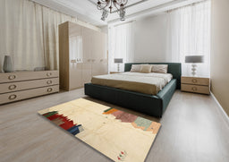 Contemporary Sun Yellow Solid Rug in a Bedroom, con1510