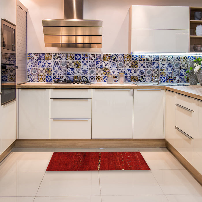 Machine Washable Contemporary Red Rug in a Kitchen, wshcon1511