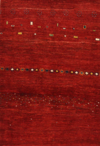 Machine Washable Contemporary Red Rug, wshcon1511