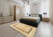 Contemporary Metallic Gold Solid Rug in a Bedroom, con1512