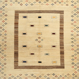 Square Contemporary Metallic Gold Solid Rug, con1512