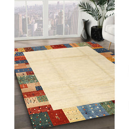 Contemporary Sun Yellow Solid Rug in Family Room, con1513