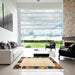 Square Contemporary Sun Yellow Solid Rug in a Living Room, con1513