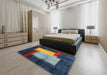 Contemporary Sage Green Modern Rug in a Bedroom, con1515