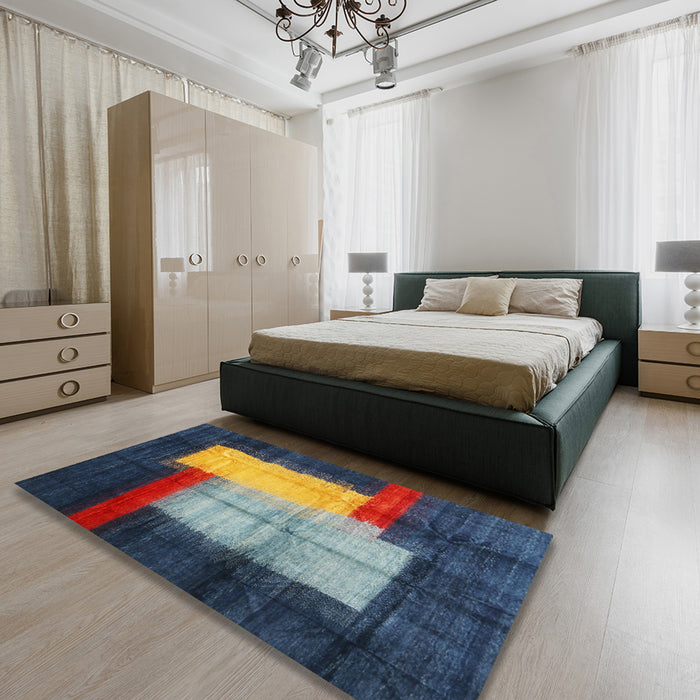 Contemporary Sage Green Modern Rug in a Bedroom, con1515