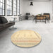 Round Machine Washable Contemporary Sun Yellow Rug in a Office, wshcon1516