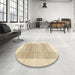 Round Contemporary Khaki Gold Solid Rug in a Office, con1517