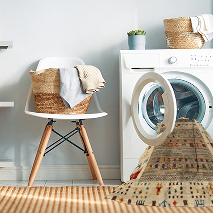 Machine Washable Contemporary Gold Brown Rug in a Washing Machine, wshcon1518