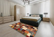 Contemporary Red Modern Rug in a Bedroom, con1519