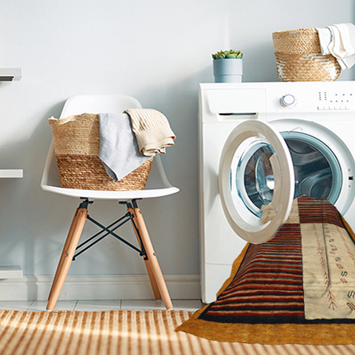 Machine Washable Contemporary Brown Red Rug in a Washing Machine, wshcon1520