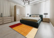 Machine Washable Contemporary Scarlet Red Rug in a Bedroom, wshcon1524