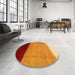 Round Contemporary Scarlet Red Modern Rug in a Office, con1524