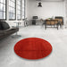 Round Machine Washable Contemporary Red Rug in a Office, wshcon1525