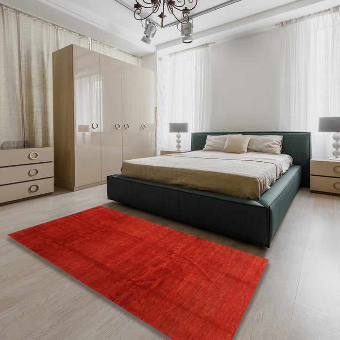 Contemporary Red Modern Rug in a Bedroom, con1525