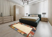 Machine Washable Contemporary Khaki Gold Rug in a Bedroom, wshcon1526