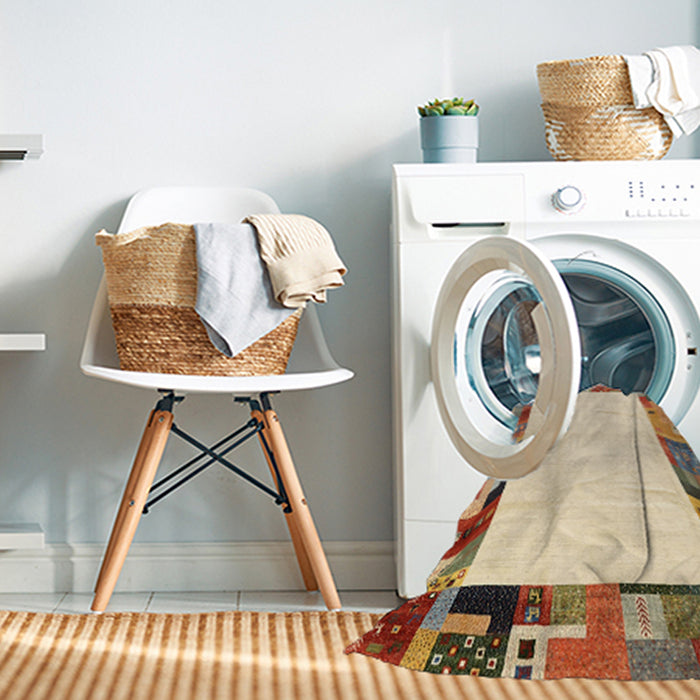 Machine Washable Contemporary Khaki Gold Rug in a Washing Machine, wshcon1526