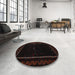 Round Machine Washable Contemporary Black Brown Rug in a Office, wshcon1527