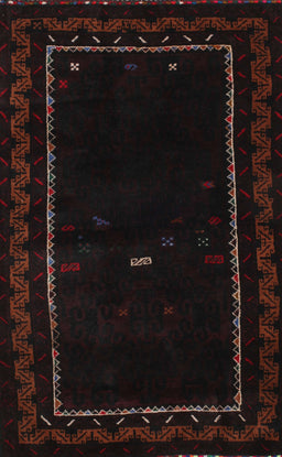 Contemporary Black Brown Modern Rug, con1527