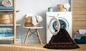 Machine Washable Contemporary Black Brown Rug in a Washing Machine, wshcon1527