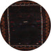 Sideview of Contemporary Black Brown Modern Rug, con1527