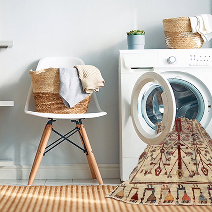 Machine Washable Contemporary Brown Gold Rug in a Washing Machine, wshcon1529