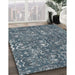 Contemporary Blue Modern Rug in Family Room, con1530