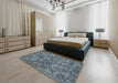 Contemporary Blue Modern Rug in a Bedroom, con1530