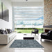 Square Contemporary Blue Modern Rug in a Living Room, con1530