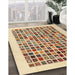 Contemporary Brown Gold Modern Rug in Family Room, con1531