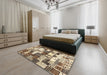 Machine Washable Contemporary Sepia Brown Rug in a Bedroom, wshcon1532