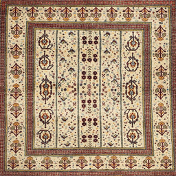 Square Contemporary Brown Gold Modern Rug, con1533