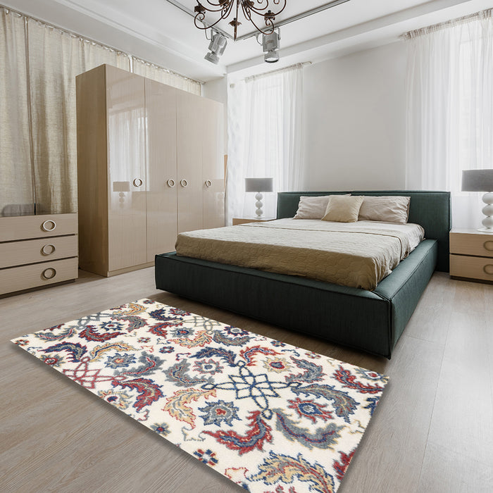Contemporary Gold Modern Rug in a Bedroom, con1535