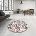 Round Machine Washable Contemporary Gold Rug in a Office, wshcon1535