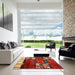 Square Contemporary Red Modern Rug in a Living Room, con1536