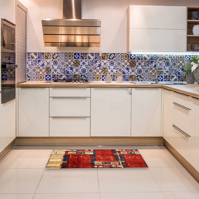 Contemporary Red Modern Rug in a Kitchen, con1536
