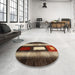 Round Machine Washable Contemporary Night Red Rug in a Office, wshcon1538