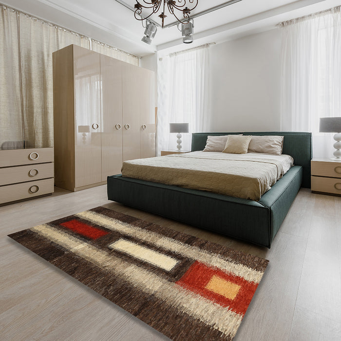Machine Washable Contemporary Night Red Rug in a Bedroom, wshcon1538