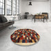 Round Machine Washable Contemporary Saffron Red Rug in a Office, wshcon1539