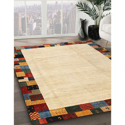 Contemporary Sun Yellow Solid Rug in Family Room, con1540