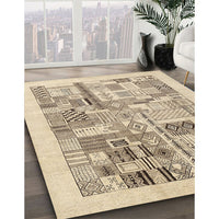 Contemporary Dark Almond Brown Modern Rug, con1542