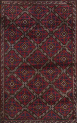 Contemporary Deep Red Modern Rug, con1543