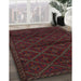 Contemporary Deep Red Modern Rug in Family Room, con1543