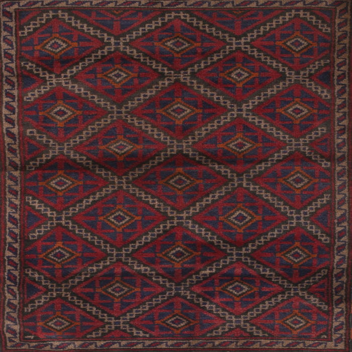 Square Contemporary Deep Red Modern Rug, con1543