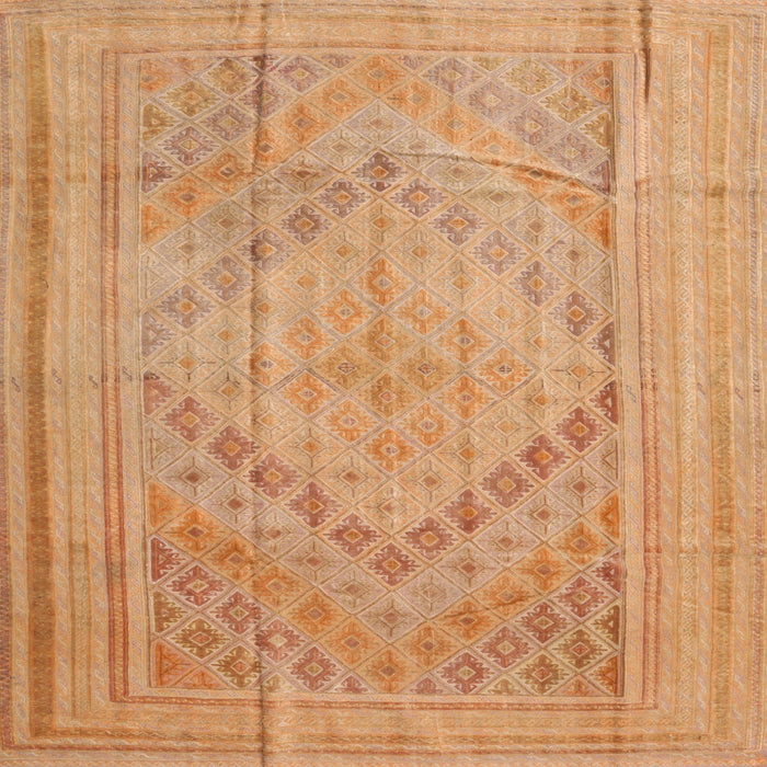 Square Contemporary Orange Southwestern Rug, con1547