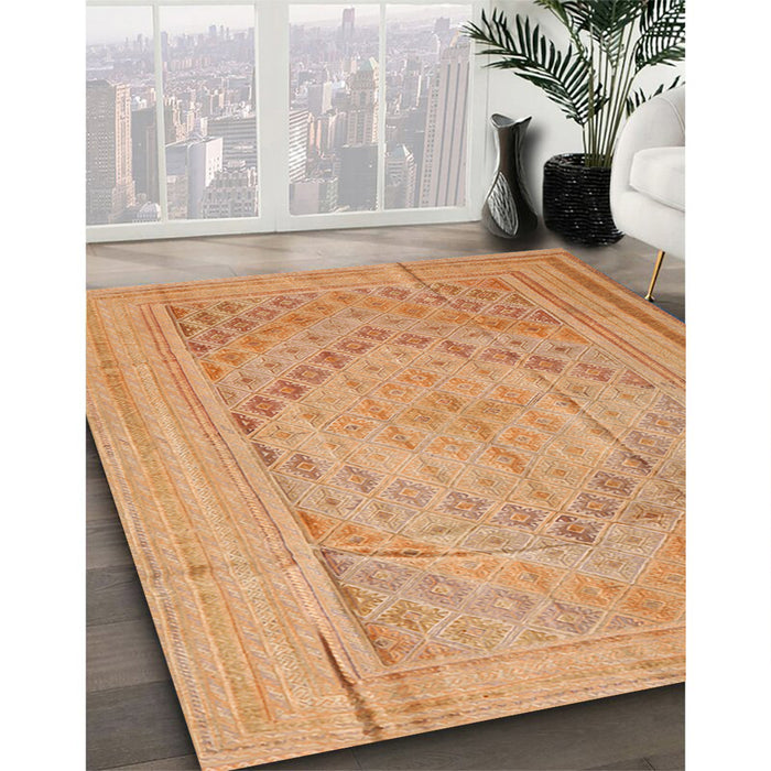 Machine Washable Contemporary Orange Rug in a Family Room, wshcon1547